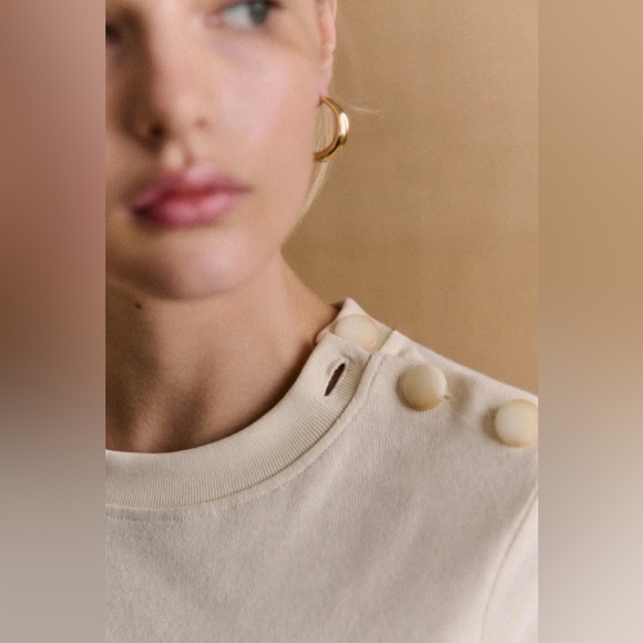 Sezane EMY Dress Cream Size L Organic Cotton NWT - Picture 2 of 10